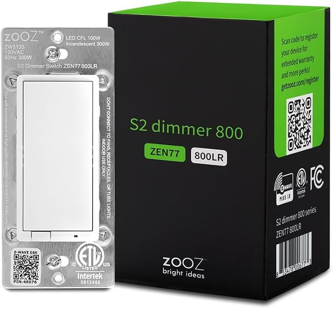 Zooz 800 Series Z-Wave Long Range S2 Dimmer Switch ZEN77 800LR by ZOOZ