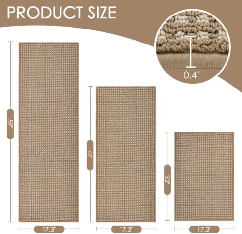 hicorfe Waffle Kitchen Runner Rugs Set of 3, Non Slip Kitchen Mats - Image 2