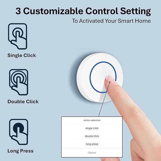 Zigbee Button, Support Zigbee2MQTT, 3-Way Control, Wireless Smart Remote Button - Image 3