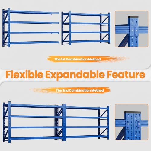 71.3” Wide Heavy Duty Metal Garage Shelving, Adjustable Storage Shelf - Image 6
