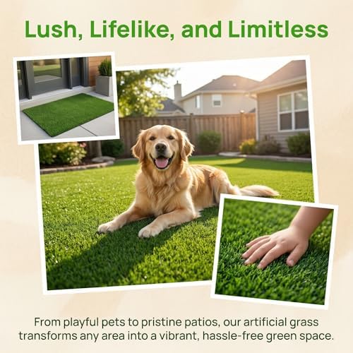 Fasmov Green Artificial Grass Rug Grass Carpet Rug 3.2' x 6.5', Realistic Fake - Image 6