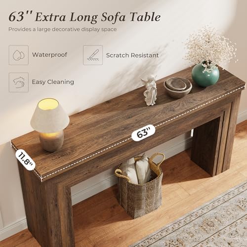 Huuger 63 Inch Entryway Table, Rectangular Console Table - Image 6