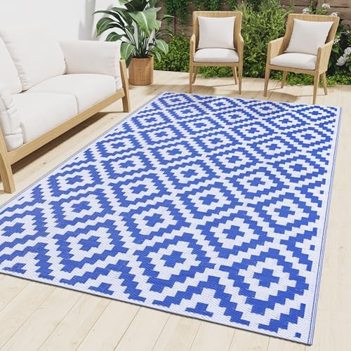 Smiry Outdoor Rug 10x14 ft Waterproof Reversible Boho Mat by Smiry