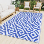 Smiry Outdoor Rug 10x14 ft Waterproof Reversible Boho Mat by Smiry