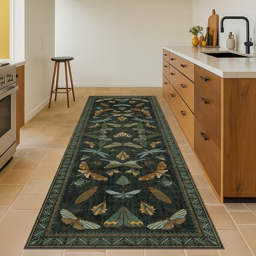 3x8 Dark Green Long Hallway Runner Rug - 8ft Washable Non Skid Wide Runner Rugs - Image 3