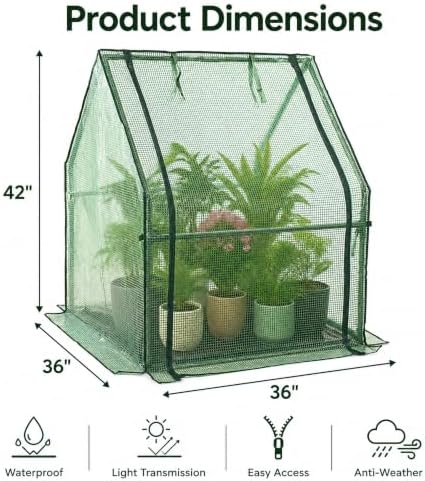 Gardzen Mini Greenhouse, PE Cover - Image 2