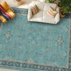 Boho 8x10 Large Teal Green Rugs by HazoHaus