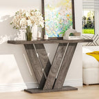 51" Console Table, V-Shaped Entryway Table, Wood Sofa Table Behind Couch by KARLOTT
