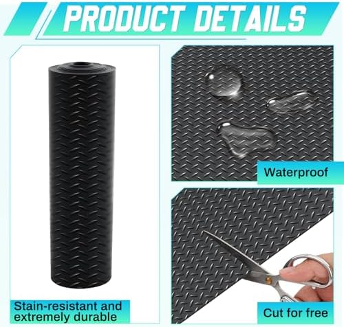 Breling 12 in x 32.8 ft Rubber Diamond Plate Rolls Garage Floor Mat - Image 3
