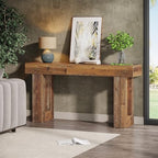 Tribesigns 63-Inch Long Console Table, Wooden Rectangular Sofa Table Behind The - Image 3