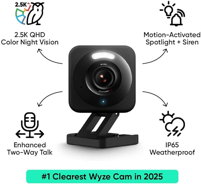 WYZE Cam v4, 2.5K HD WiFi Smart Home Security Camera, Pet/Baby Monitor - Image 2