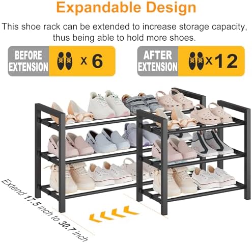 3-Tier Expandable Metal Shoe Rack - Image 4