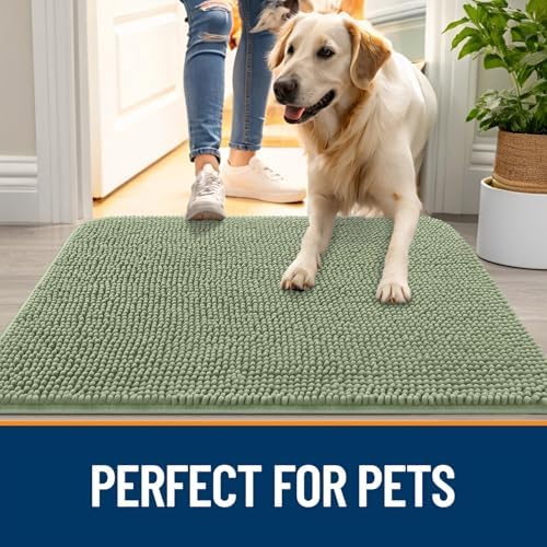 OLANLY Dog Door Mat for Muddy Paws 48x30, Super Absorbent Chenille Mud Mat - Image 6