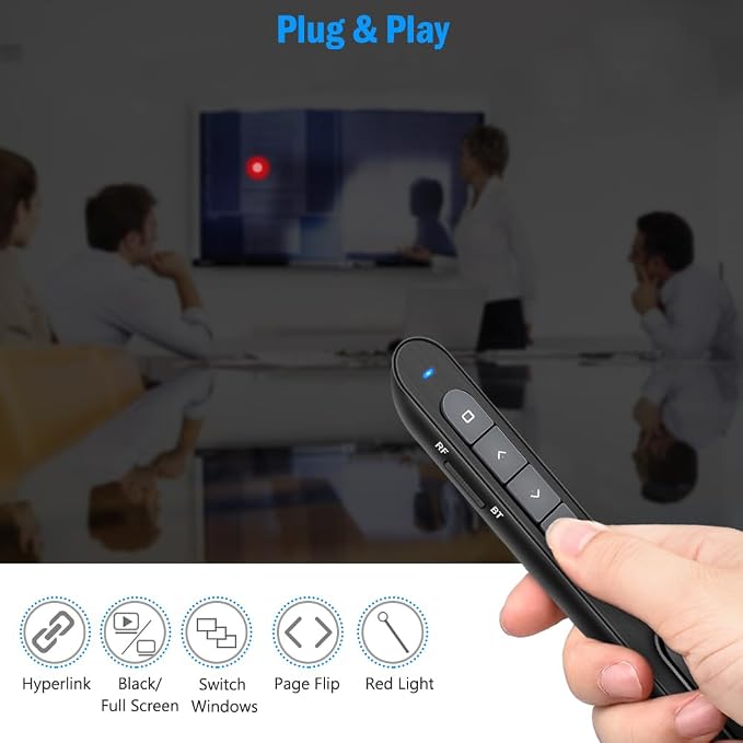 Dinofire Wireless Presenter, 2.4GHz RF + Bluetooth Presentation Clicker - Image 3