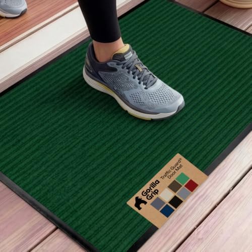GORILLA GRIP Traffic Guard Indoor Outdoor Heavy Duty Door Mat, 35x23 Green by GorillaGrip
