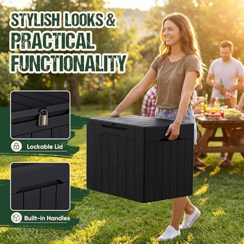 Devoko 29 Gallon Deck Box, Waterproof Resin Outdoor Storage Box - Image 2