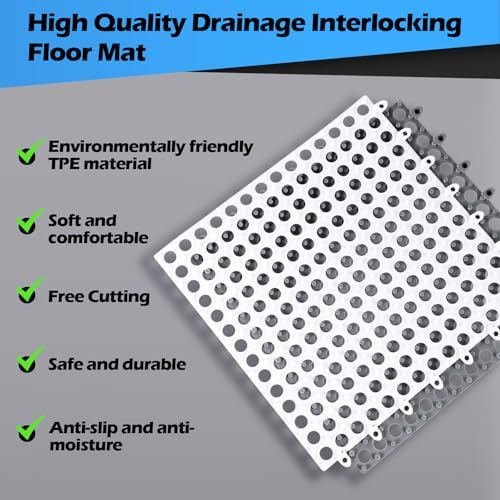 Tinideya 50 Pcs Drainage Interlocking Floor Tiles - Image 6