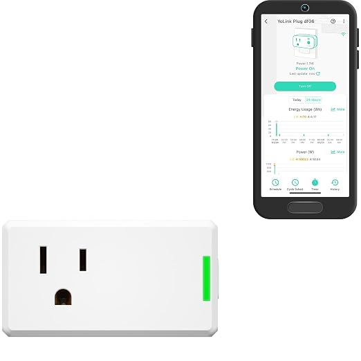 YoLink Smart Energy Plug 15A – 1/4 Mile LoRa Range, High-Power Devices by YoLink