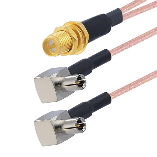 RP SMA Female to Dual TS9 Male Right Angle Connector RF Coax Cable 50 Ohm Low - Image 3