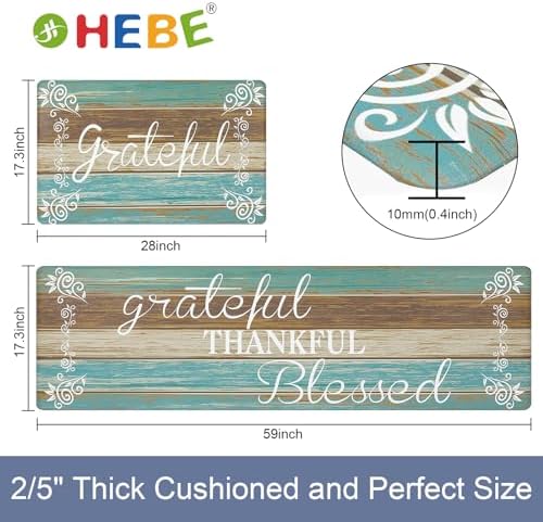 HEBE Anti Fatigue Kitchen Mat Set of 2, Cushioned Kitchen Mats - Image 2