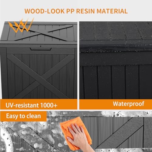PatioZen 32 Gallon Resin Deck Box, Lockable Outdoor Storage Box - Image 5