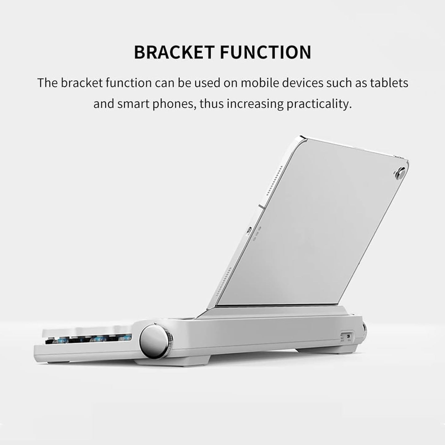 ACTTO B705 Retro Typewriter Keyboard Bluetooth,Vintage Mechanical Keyboard with Tablet Stand,LED Backlight 100 Keys Gaming Keyboard for Windows/macos/iOS/Android,Blue Switch (White)