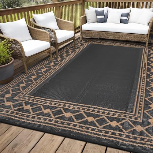 Outdoor Rug Waterproof for Patio, 8x10 Foldable Reversible Plastic Straw Carpet by GaoMon