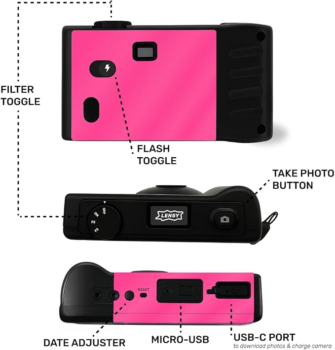 LENSY Screen Free Digital Camera | Four Built in Filters | Rechargeable - Image 3
