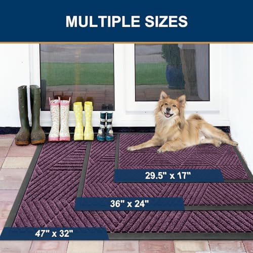 Smiry Front Door Mat Outside Entrance, Low Profile Rubber Doormat - Image 2