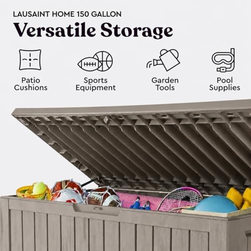LAUSAINT HOME 150 Gallon Resin Deck Box, Package Delivery Box - Image 5
