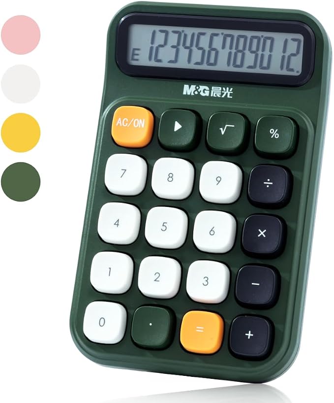 M&G Mechanical Switch Calculator, 12 Digits, Large LCD Display and Big Buttons by MG