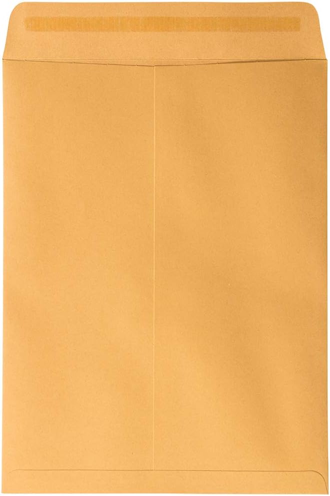 JAM PAPER 9 x 12 Open End Catalog Premium Envelopes with Peel and Seal Closure - Brown Kraft Manila - Bulk 250/Box