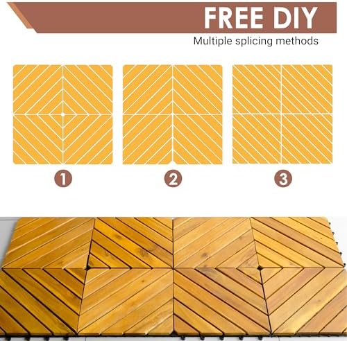 PrimeZone 432 PCS Solid Acacia Wood Interlocking Patio Deck Tiles Outdoor - Image 7
