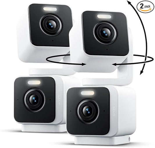 WYZE Duo Cam Pan 2 Pack, Indoor/Outdoor IP65 2K 360° Pan/Tilt Smart Home by WYZE