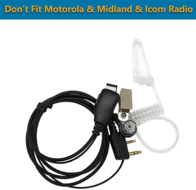 Walkie Talkies Earpieces with Mic 2 Pin Covert Air Acoustic Tube Headset - Image 2