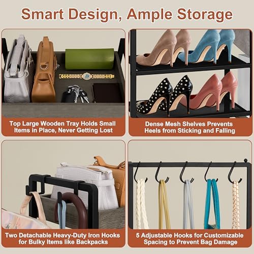 Shoe Rack for Entryway, 2-in-1 Shoe and Purse Rack - Image 4