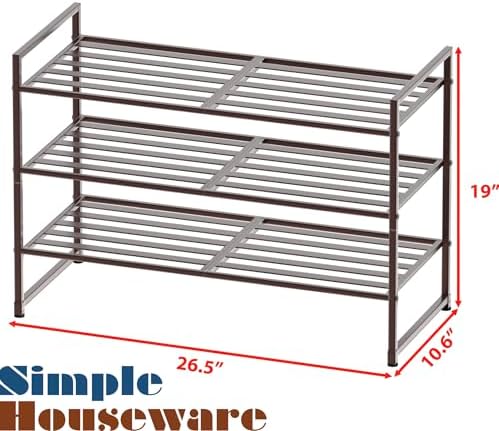 Simple Houseware 3-Tier Stackable Metal Panel Shoe Rack - Image 3