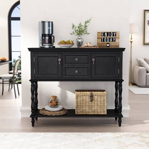 ARTPOWER Console Table with 2 Drawers, Retro Entryway Table with 2 Door - Image 4