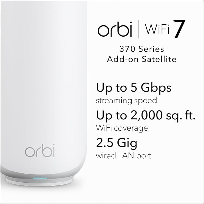 NETGEAR Orbi 370 Series Dual-Band WiFi 7 Mesh Network Add-on Satellite – Works - Image 2
