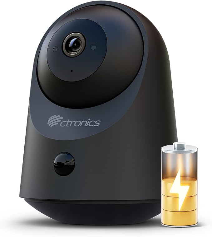 Ctronics 2K 100% Wireless Battery Indoor Security Camera, 20m Infrared Night by Ctronics