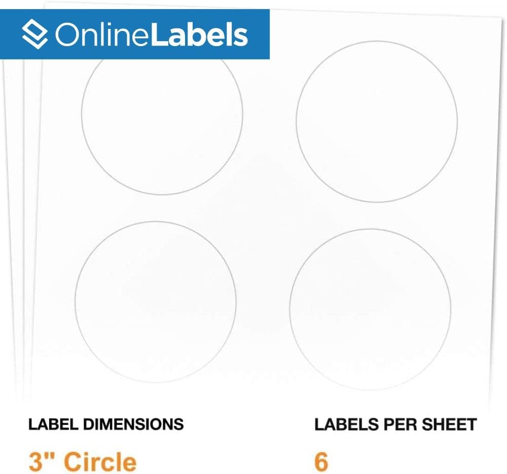 3 Inch Round Labels - Pack of 150 Circle Stickers, 25 Sheets - Inkjet or Laser Printer - Online Labels