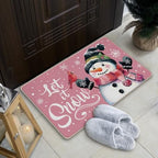 Pink Winter Snowman Welcome Front Door Mat, Let It Snow Cardinal - Image 6