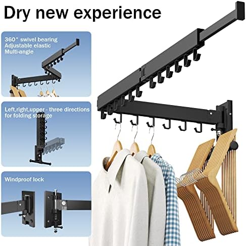LIENAHU Clothes Drying Rack Wall Mounted, Laundry Drying Rack, Laundry Room - Image 2