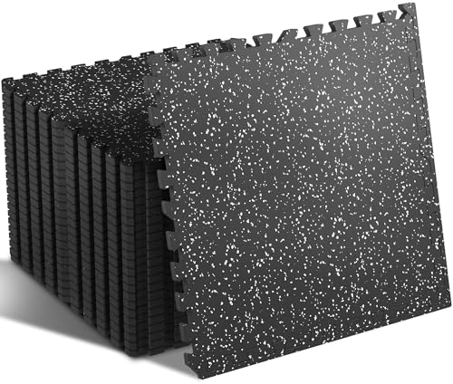 SUPERJARE 0.4'' Thick 24 Pcs 96 Sq Ft Rubber Top Exercise Equipment Mats by SUPERJARE