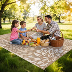 HEBE Waterproof Outdoor Rug 6'x9', Floral Reversible Plastic Patio Rug - Image 3