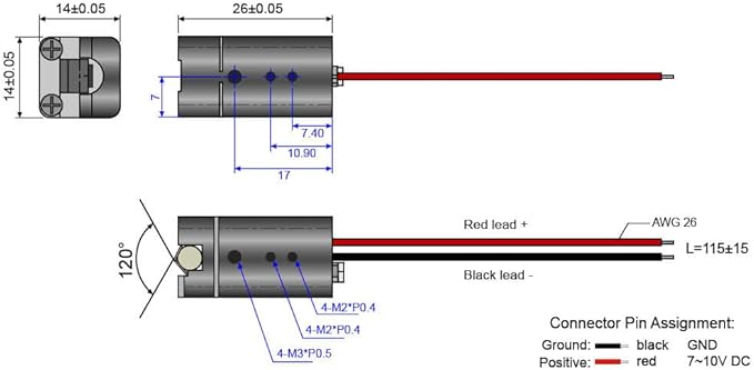 Green Line Laser Module, Class 1, Fan Angle >120°, 1~20 meters work distance - Image 2