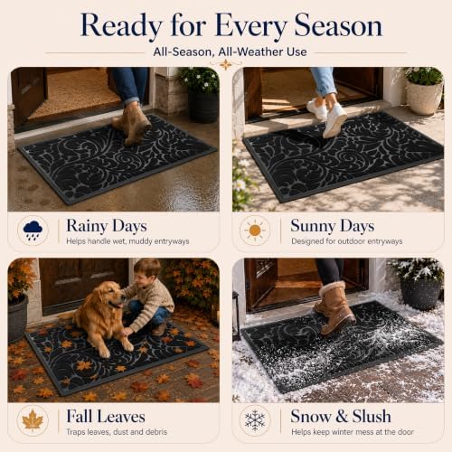Yimobra Extra Large Front Door Mat, Floral Outdoor Mat - Image 6
