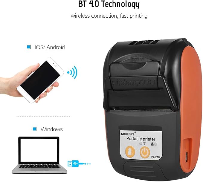 Thermal Receipt Printer, PT-210 58mm Portable Thermal Printer Handheld Ticket - Image 9