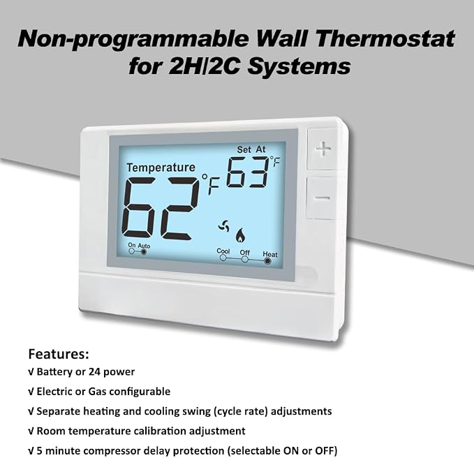 Multi Stage Thermostat for Home Cooling and Heating, 2 Heat/2 Cool, Super Clear - Image 2