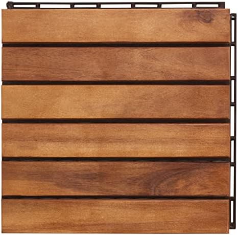 SAFAVIEH Outdoor Collection Osaka Natural Acacia Wood 6-Slat Interlocking Floor - Image 2
